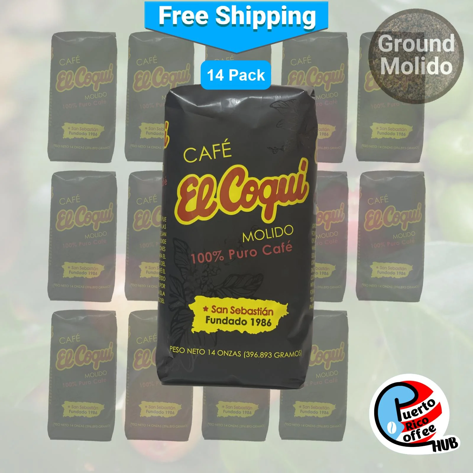 Café El Coquí Ground Coffee 14 Oz 14 Pack