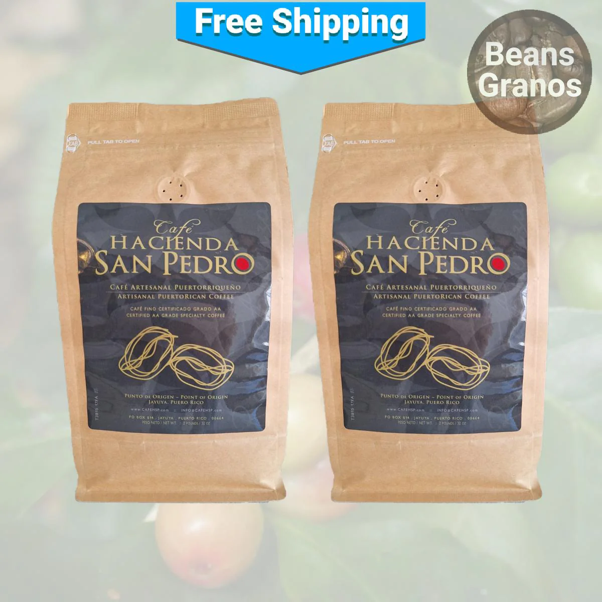 Café Hacienda San Pedro Coffee Beans 2 Pounds - Image 2