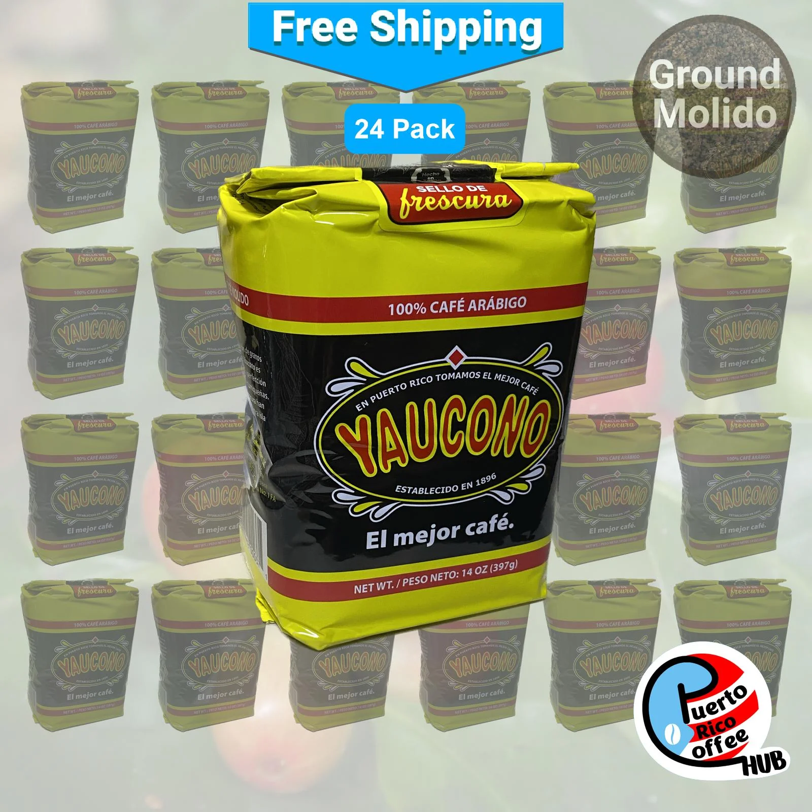 Café Yaucono Puerto Rican Ground Coffee 14 oz Bulk Packs
