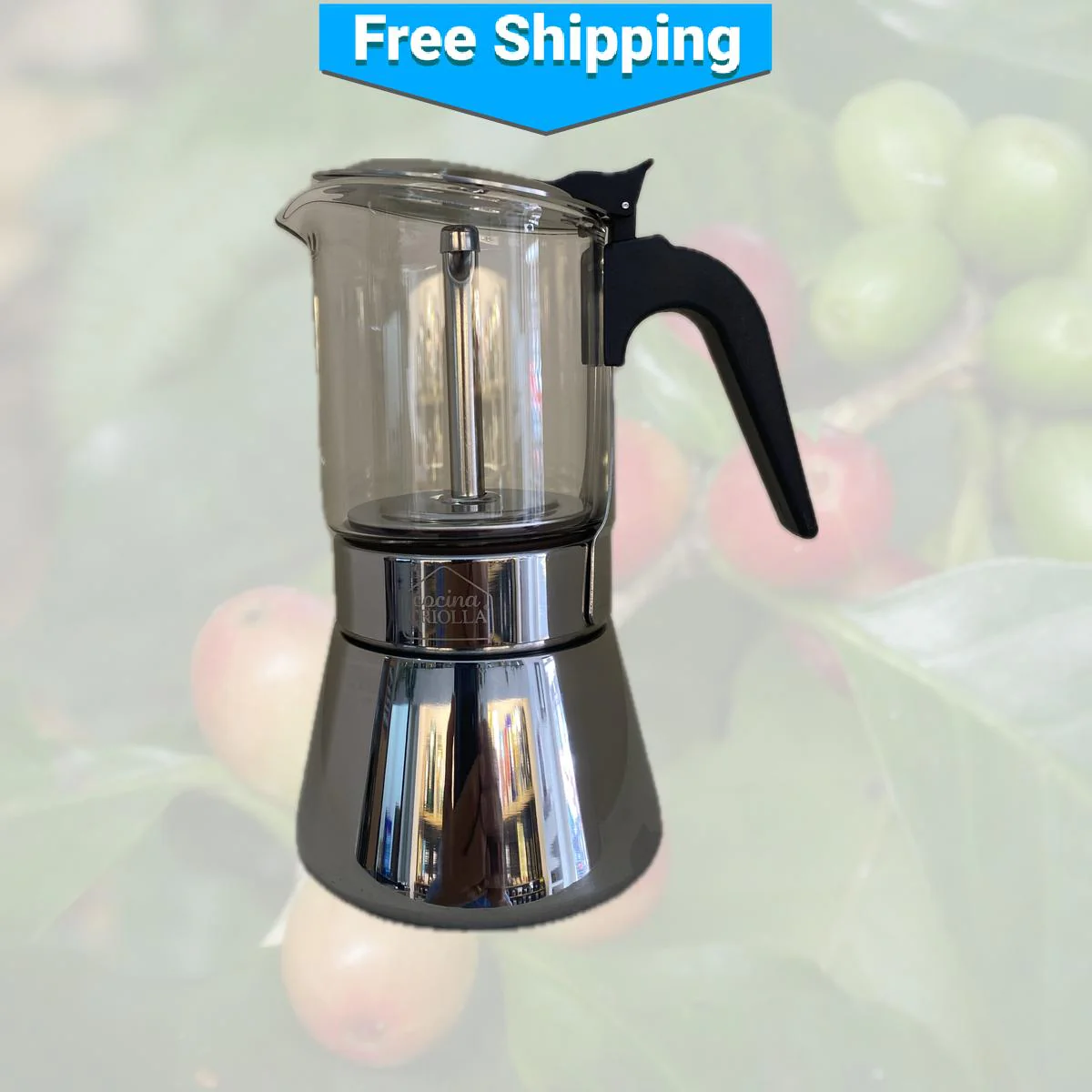 Crystal Glass-Top & Stainless Steel Coffee Maker Mocha Pot by Imusa - Image 3