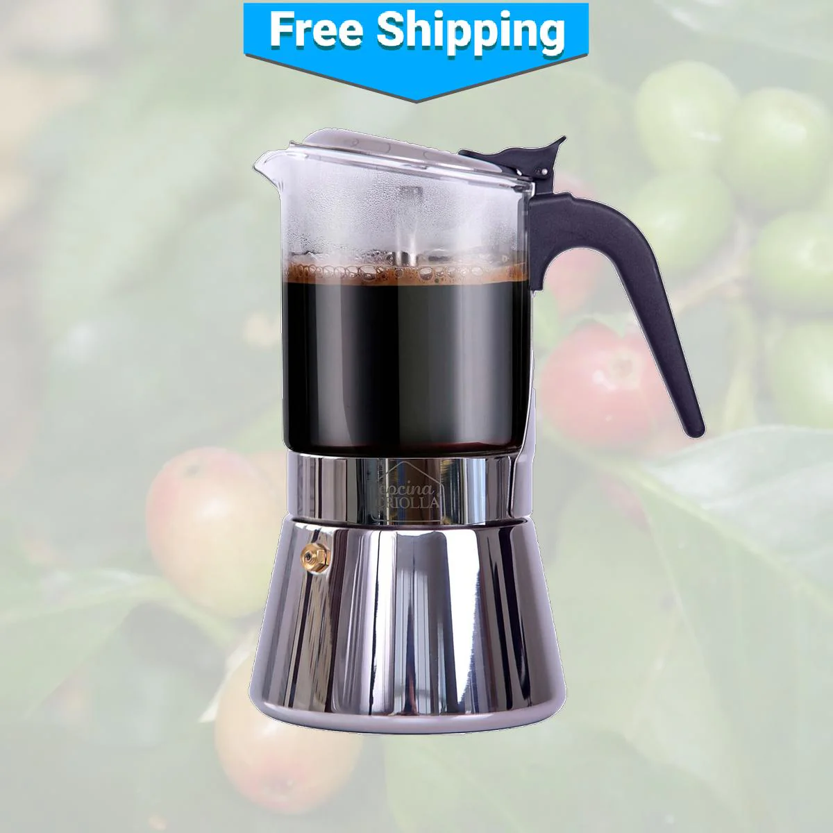 Crystal Glass-Top & Stainless Steel Coffee Maker Mocha Pot by Imusa - Image 4