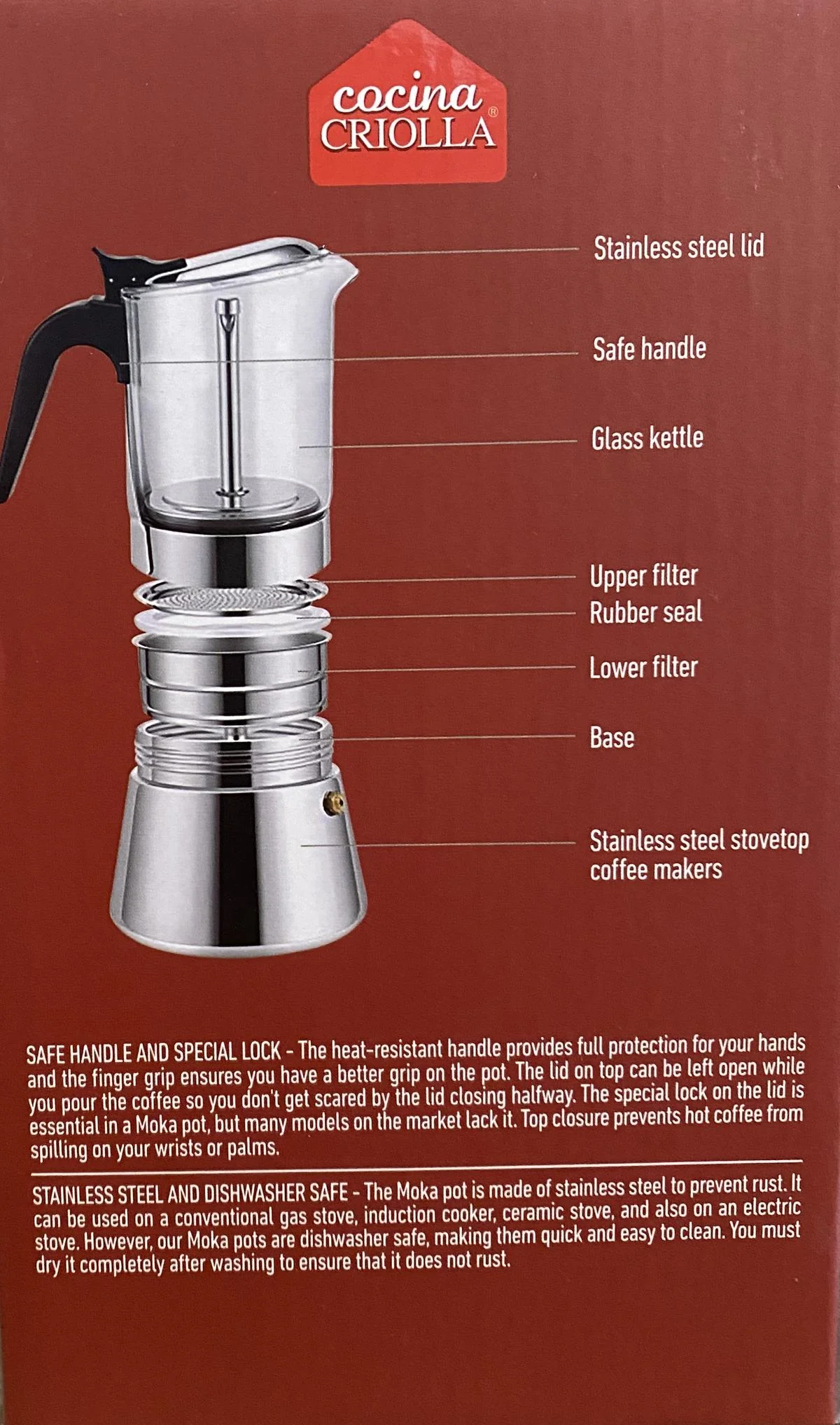 Crystal Glass-Top & Stainless Steel Coffee Maker Mocha Pot by Imusa - Image 6