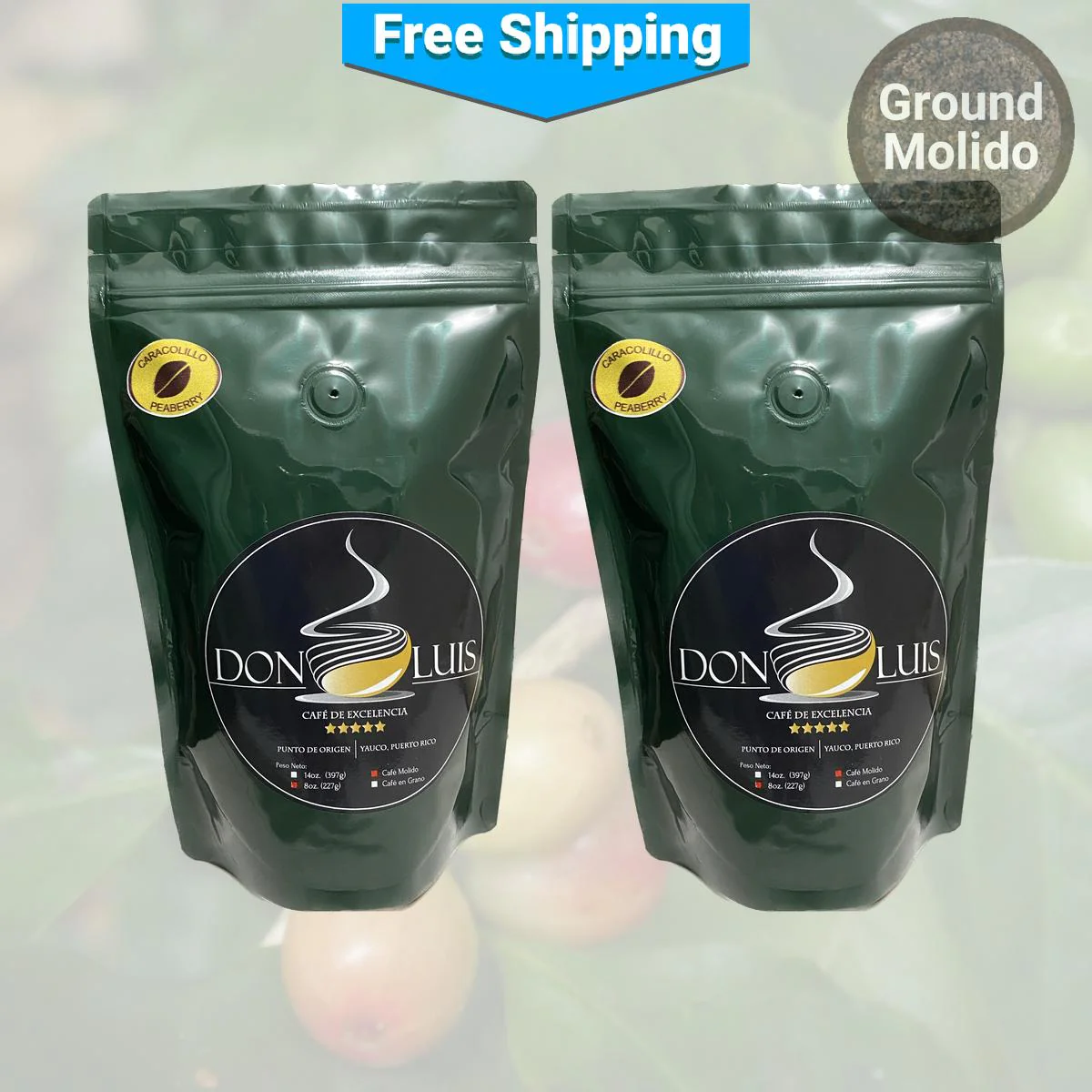 Café Don Luis Caracolillo / Peaberry Ground Coffee - Image 3