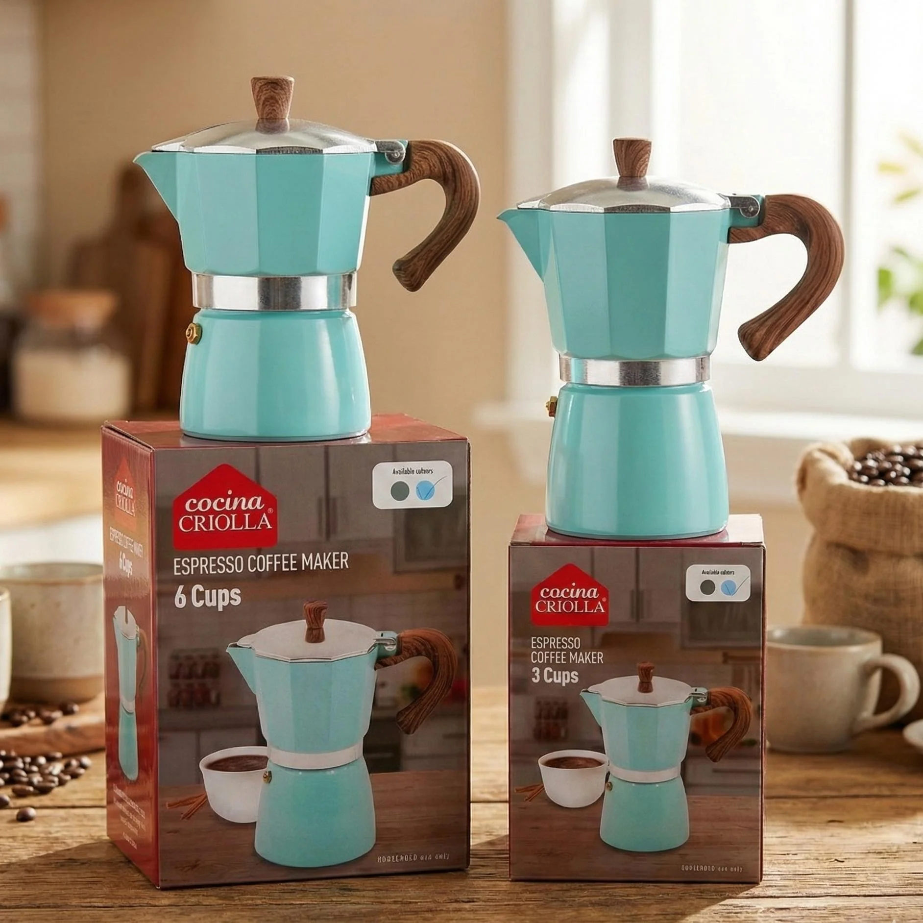 Moka Pot – Pastel Blue Stovetop Espresso Maker - Image 2