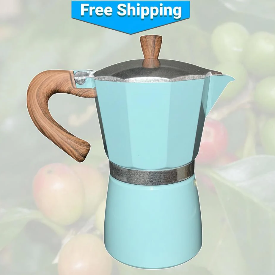Moka Pot – Pastel Blue Stovetop Espresso Maker - Image 3