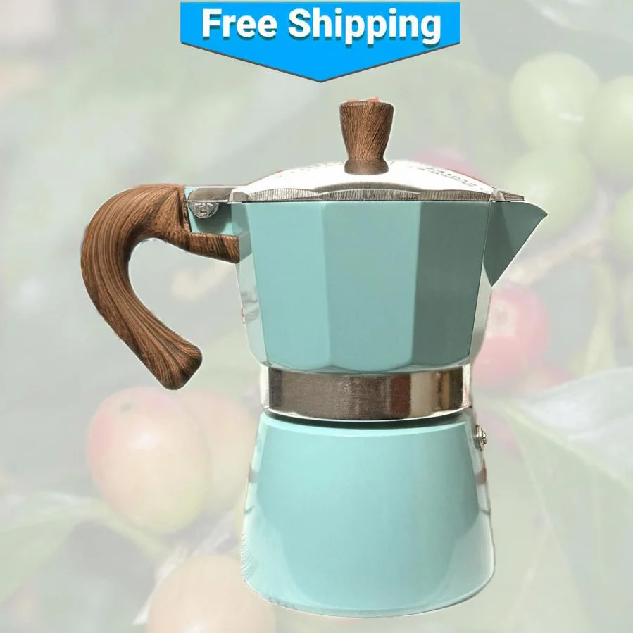 Moka Pot – Pastel Blue Stovetop Espresso Maker - Image 4