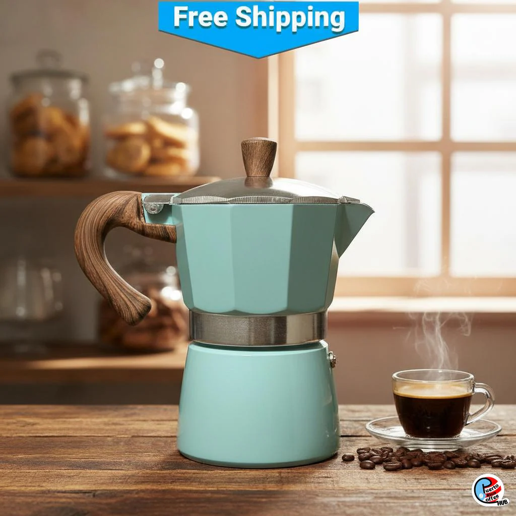 Moka Pot – Pastel Blue Stovetop Espresso Maker - Image 6