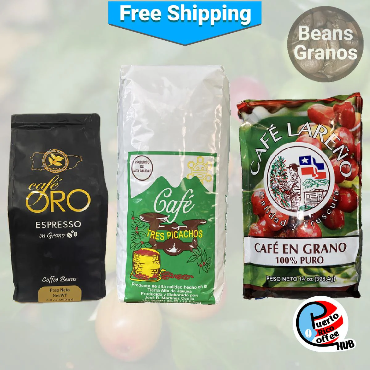 Puerto Rican Coffee Beans Variety Pack: Five Star 3-Pack 3