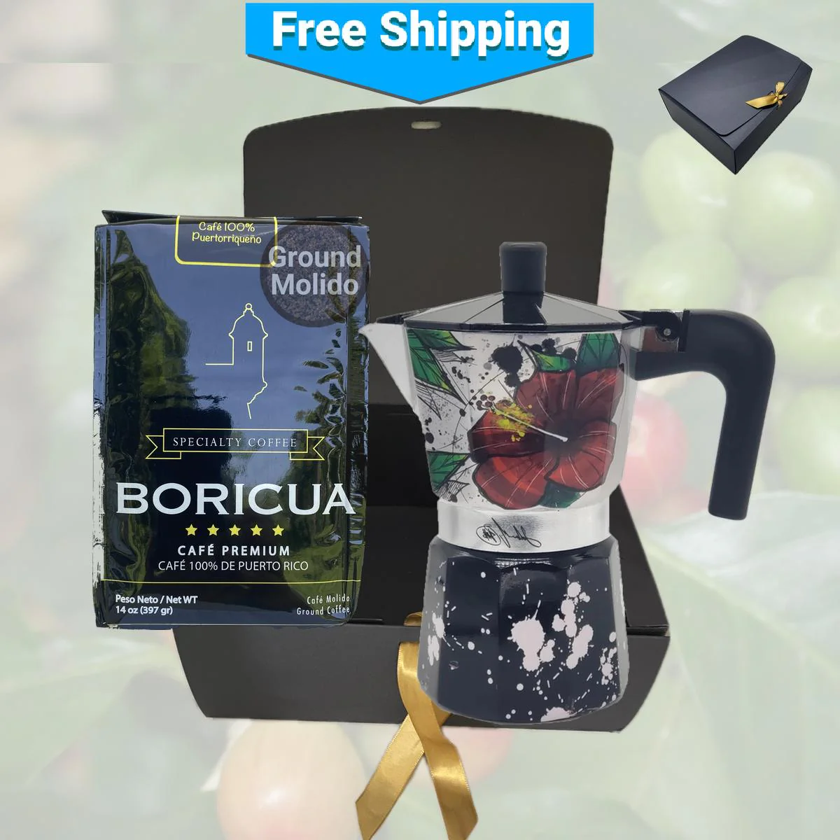 Puerto Rican Greca Coffee Maker and Gourmet Ground Coffee Combo - Image 4