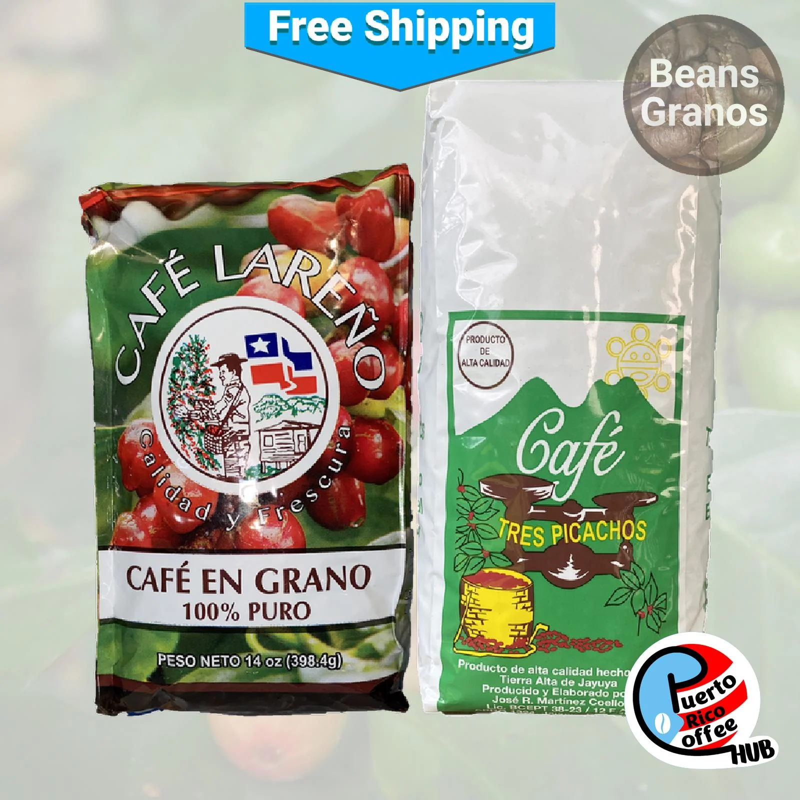 Puerto Rican Medium-Dark Roast Coffee Beans Duo