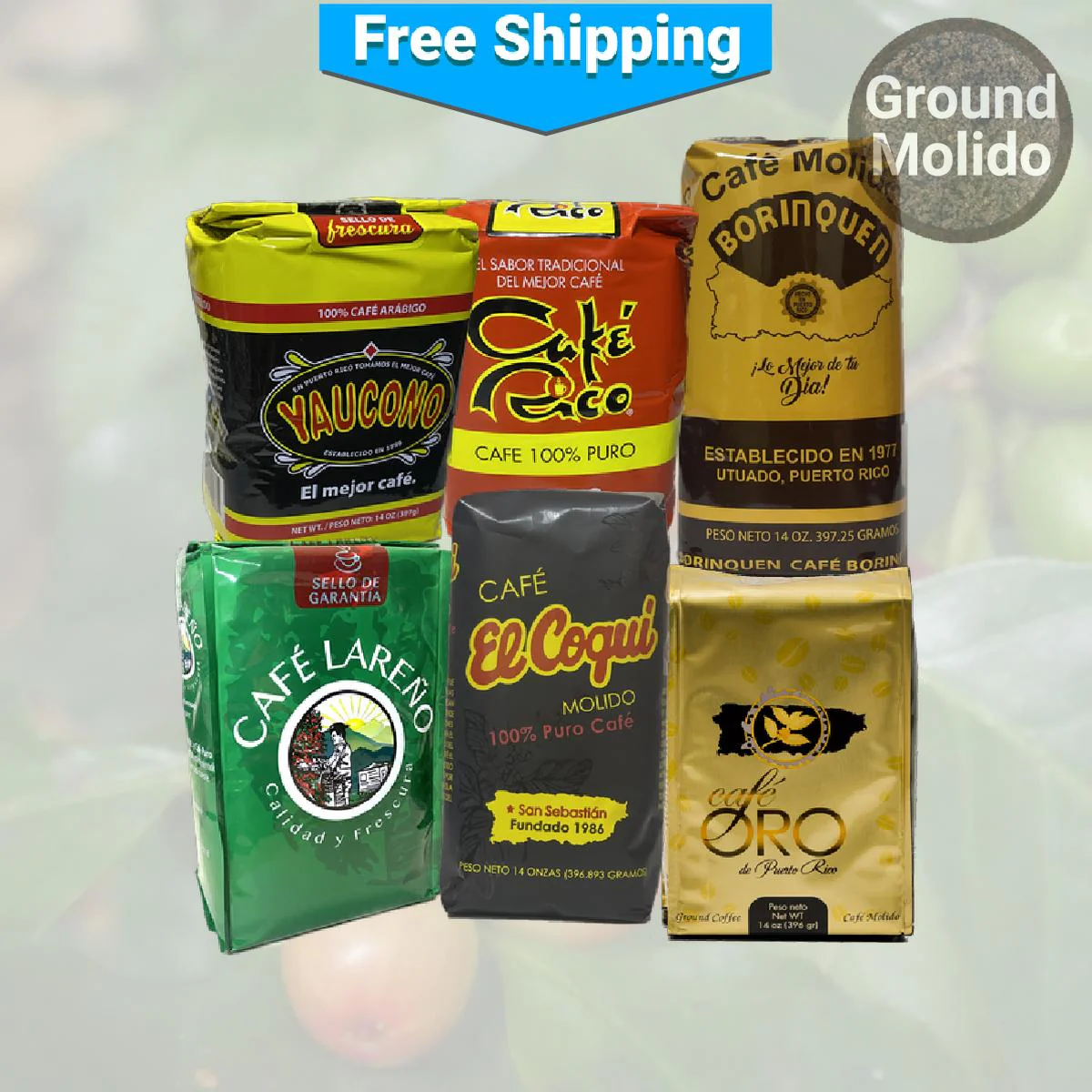 Puerto Rican Popular Coffees: 6 Pack