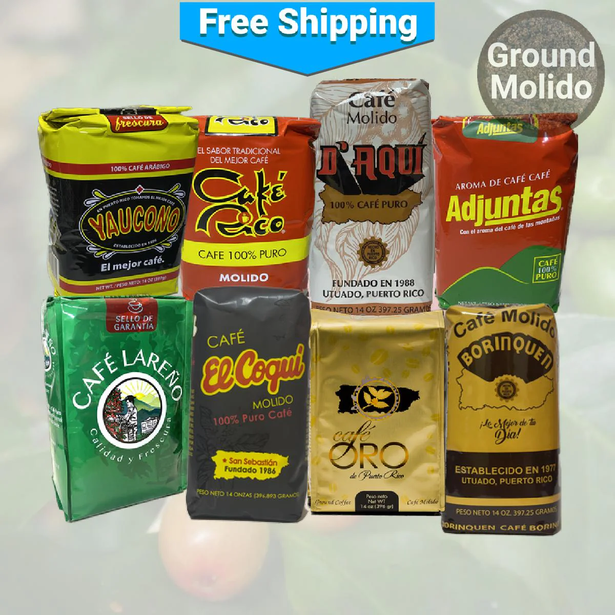 Puerto Rican Popular Coffees: 7 Pound Variety Pack