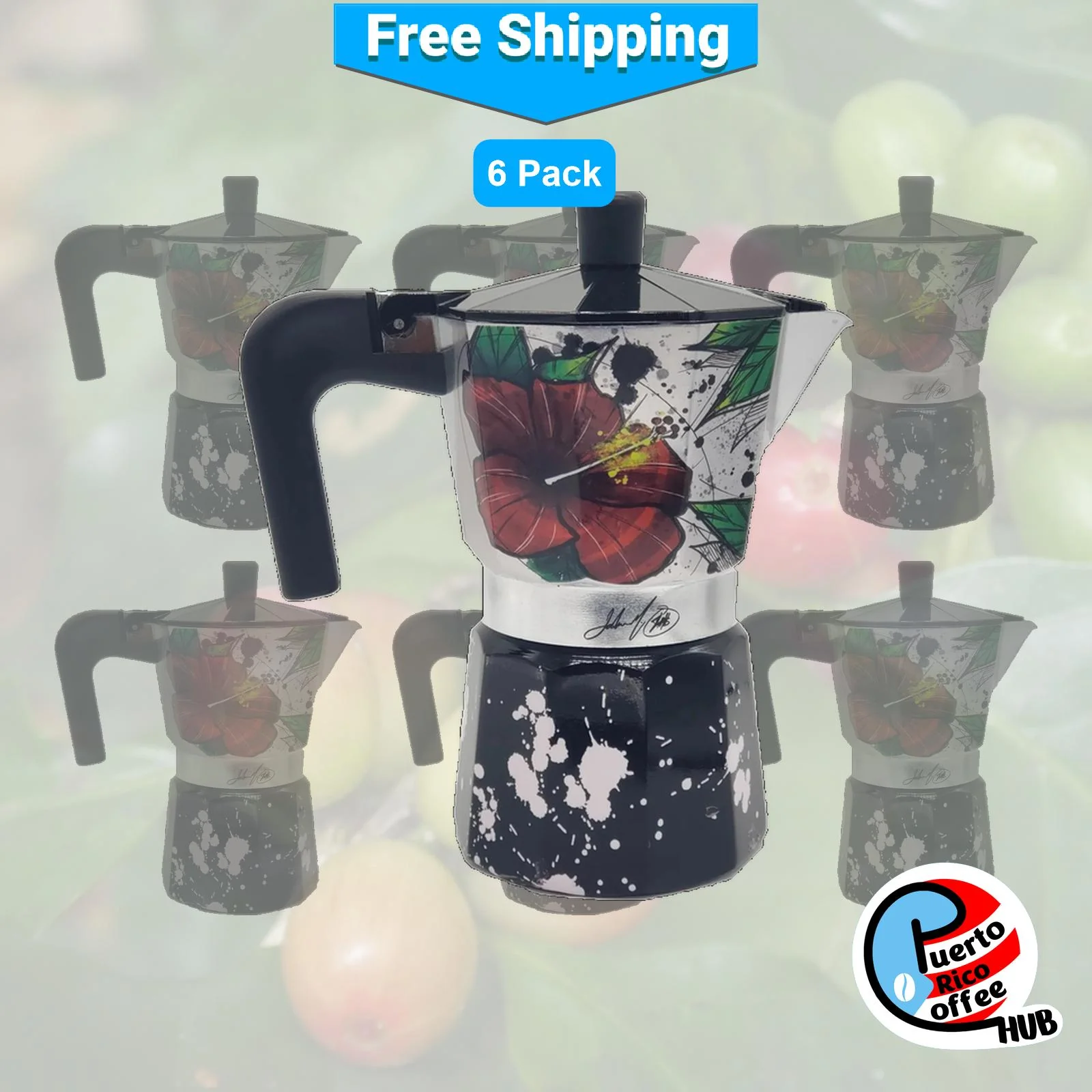 Puerto Rico Greca Joshua Montes: Coquí Coffee Makers 6-Pack