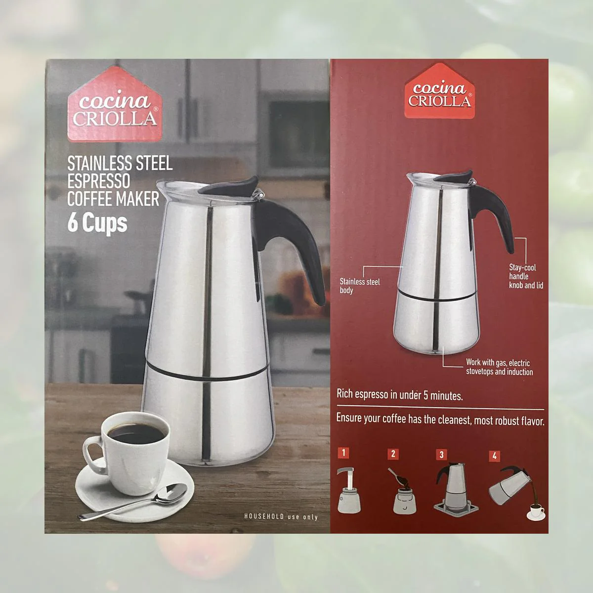 Stainless Steel Moka Pot Coffee Makers by Cocina Criolla - Image 3